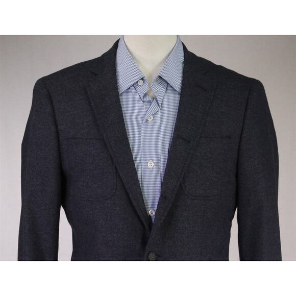 John Varvatos Gray Black Blue Woven Patch Pocket Cashmere Wool Blazer 38R - Picture 3 of 9